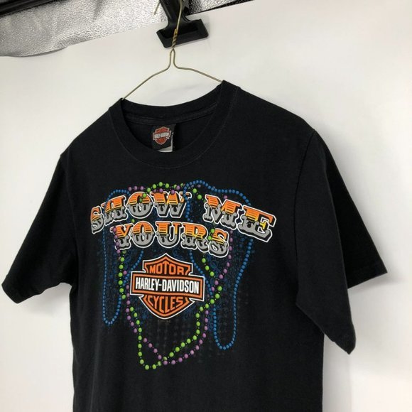 Harley Davidson Mardi Gras New Orleans Louisiana black shirt sleeve shirt - Picture 3 of 14